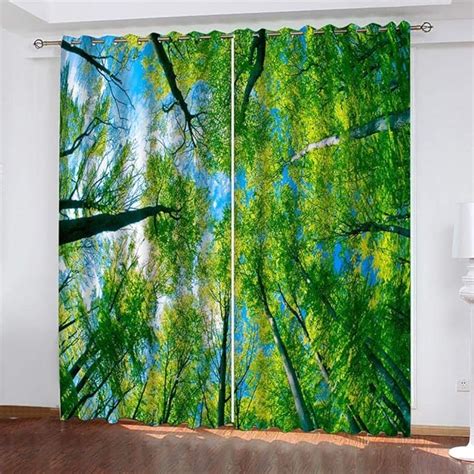 3d Digital Printing Curtains Forest Scenery Blackout