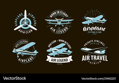Aircraft Airplane Logo Or Label Airline Symbol Vector Image