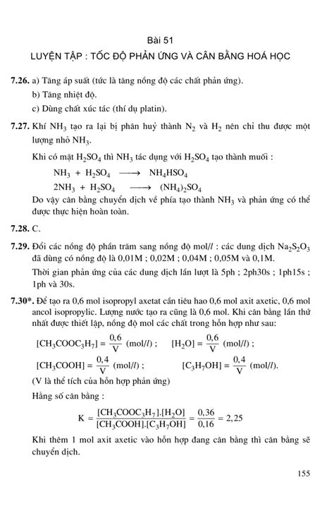 [sbt Scan] Lời Giải Bài 51 Luyện Tập Tốc độ Phản ứng Và Cân Bằng Hóa Học Sách Bài Tập Học
