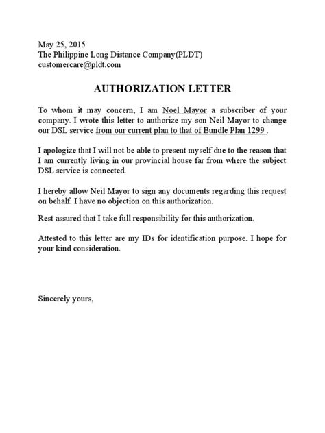 While writing consent letters like these. pldt authorization letter sample for disconnection | Lettering, Letter sample, Cover letter design