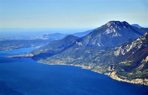 Monte Baldo Cliffs And Mountains Blue Lake Garda Stock Photo Image