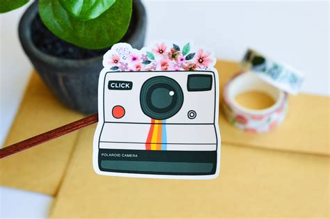 Polaroid Flower Sticker Laptop Sticker Die Cut Pegatina Etsy