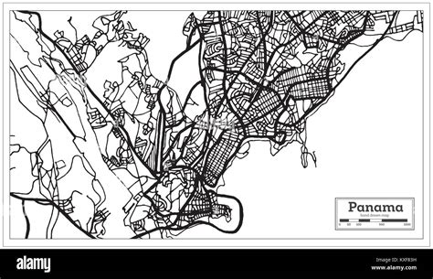 Mapa de la Ciudad de Panamá en color blanco y negro Ilustración