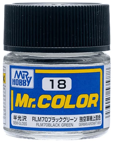 Mr Hobby C18 Mr Color Semi Gloss Rlm70 Black Green Lacquer Paint 10m