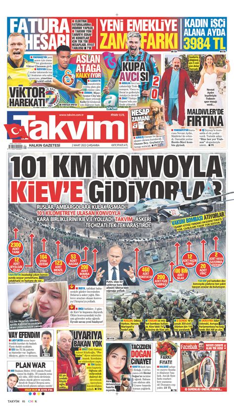 02 Mart 2022 tarihli Takvim Gazete Manşetleri