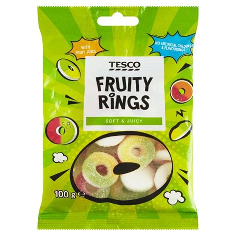 Tesco Fruity Rings Fruit Flavoured Jelly Candies 100 G Tesco Groceries