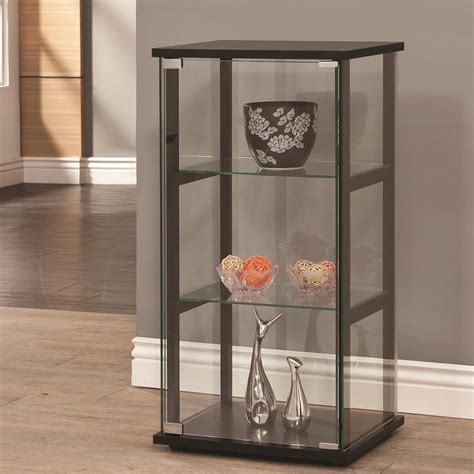 Cyclamen 3 Shelf Glass Curio Cabinet Black Clear 950179 By Coaster