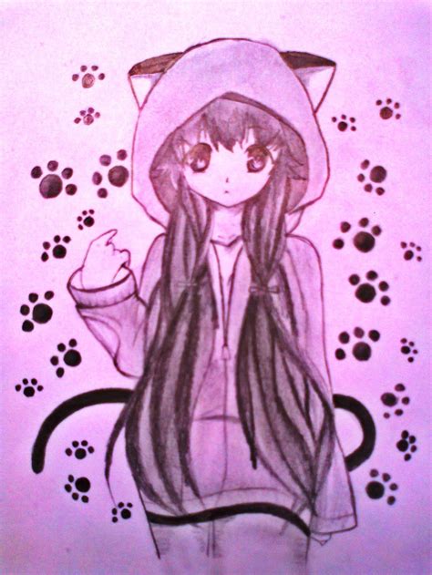 Cute Cat Girl Drawing