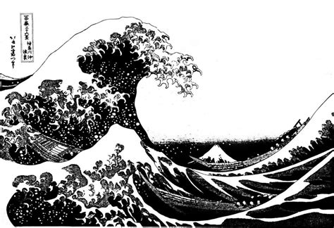 A4 Japanese Wall Bandw Art Print The Great Wave Off Kanagawa Katsushika