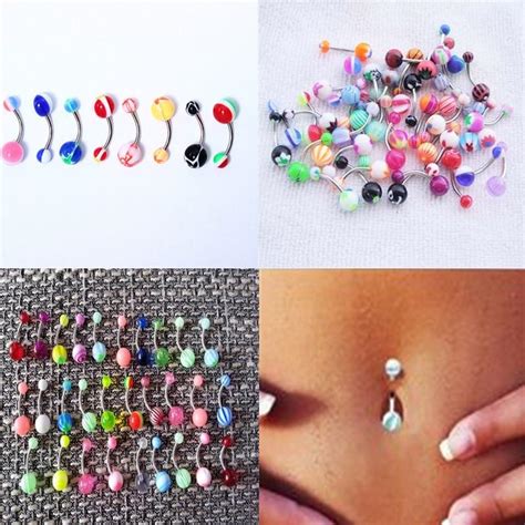 Buy 30pcs Mixed Acrylic Belly Button Rings Multi Color Titanium Steel