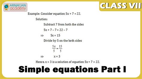 Simple equations Part I - Equations - Maths - Class 7/VII ...