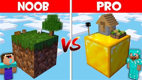 Minecraft Noob Vs Pro How Noob Survive On Skyblock With Only One Block