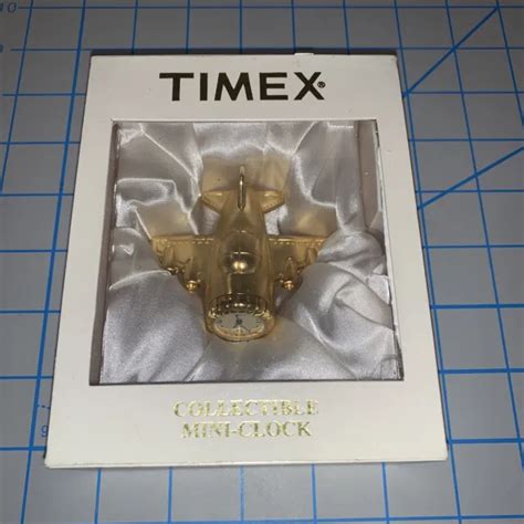 Vintage Timex Collectible Mini Clock Gold Airplane Needs Battery