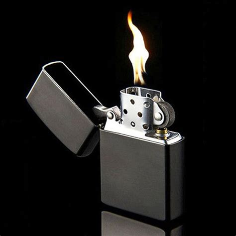 5pcslot Hot Oil Lighter Black Mirror Windproof Metal Oil Cigarette