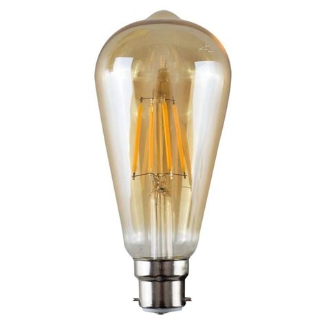 B22 4w Led Filament Pear Shaped Bulb Amber Warm White 3000k