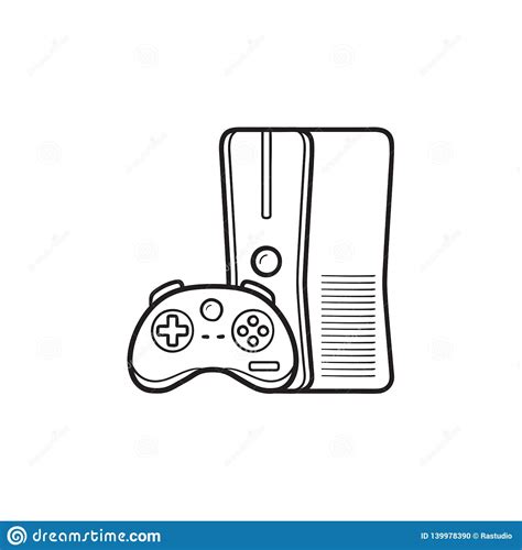 Game Console With Joystick Hand Drawn Outline Doodle Icon Stock Vector