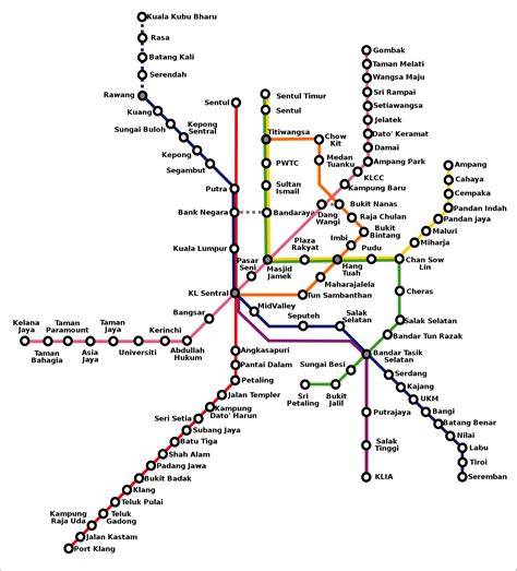 A map of kuala lumpur might come handy. LRT-Monorail: Kuala Lumpur metro map, Malaysia