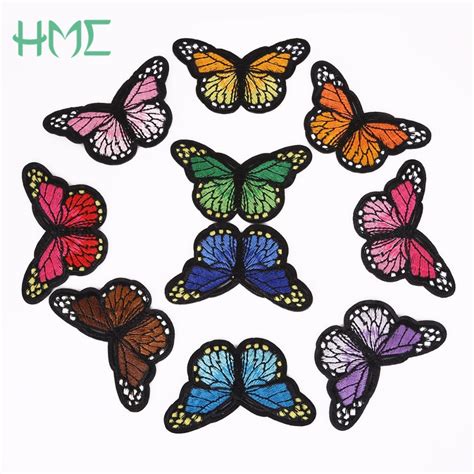1 Pcs Iron On Patches For Clothing Multi Color Butterfly Embroidery