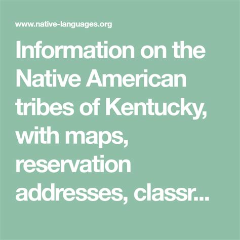 Information On The Native American Tribes Of Kentucky With Maps