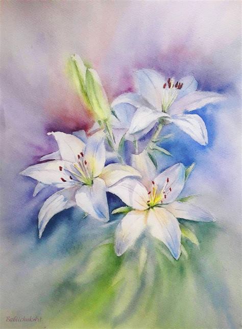 White Lilies Painting By Natali Babiichuk Saatchi Art