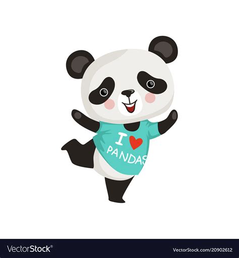 Funny Little Panda In Dancing Action Adorable Vector Image