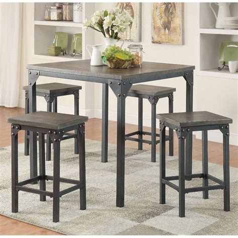 Benzara 5 Piece Square Counter Height Dining Table Set Counter Height