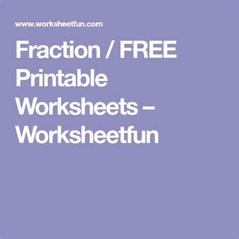 Fraction Free Printable Worksheets Worksheetfun Free