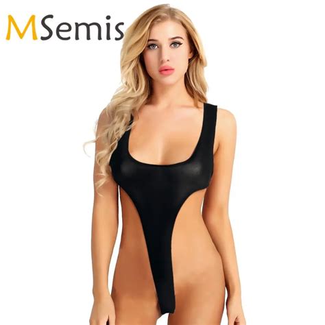 women s sheer swimsuit swimwear high cut thong leotard swimming suit one piece see through