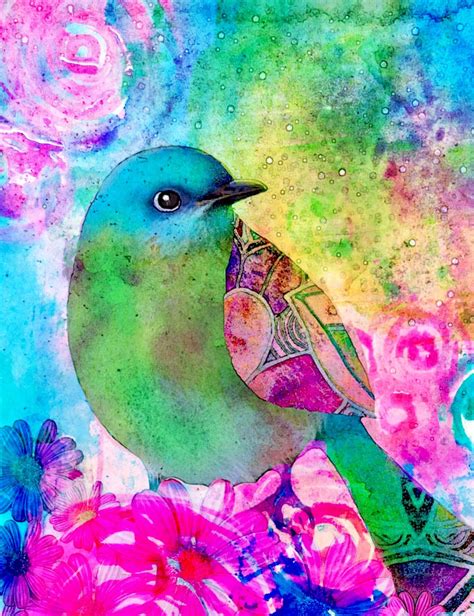 Art Print Colorful Bird Stargazing Colorful Art Etsy Art Prints