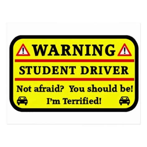 Warning Student Driver Postcard Student Driver Magnetic Bumper
