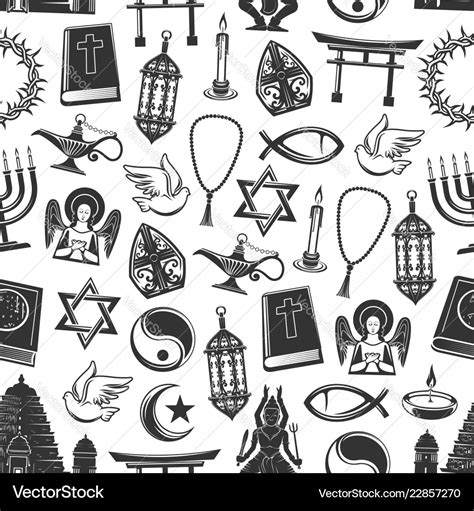 Religious Symbols Seamless Pattern Royalty Free Vector Image