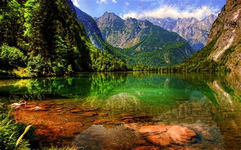 Download Wallpapers Lake Konigssee Summer Mountains Beautiful Nature