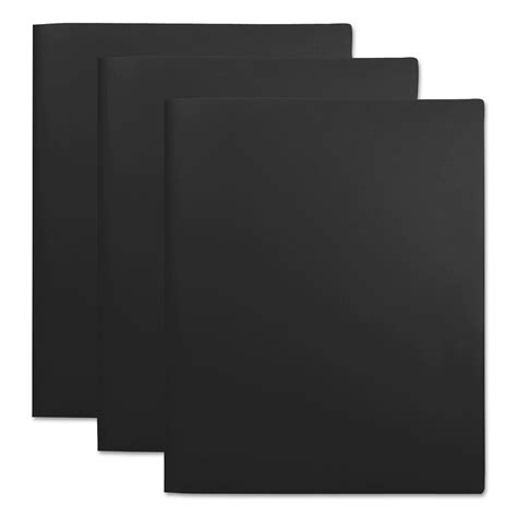 Two Pocket Plastic Folders 100 Sheet Capacity 11 X 85 Black 10