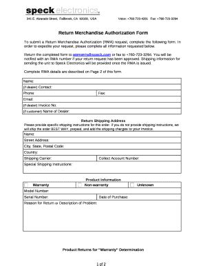 sample return authorization forms form samples