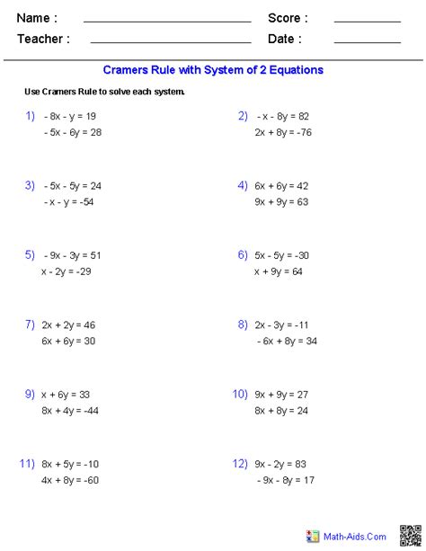 How to solve systems of equations elimination 2 you. Algebra 2 Worksheets | Systems of Equations and ...