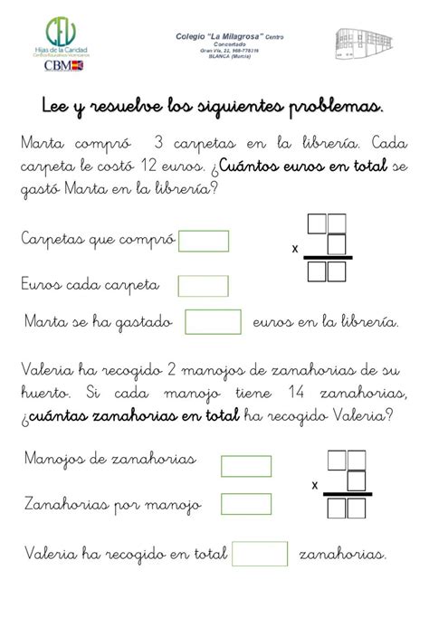 Ejercicio De Problemas De Multiplicaciones I Problemas De