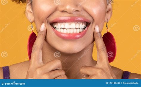 Portrait Of Beautiful Black Girl Showing Teeth Stock Image Image Of