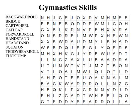 Word Searches Sutton School Of Gymnastics