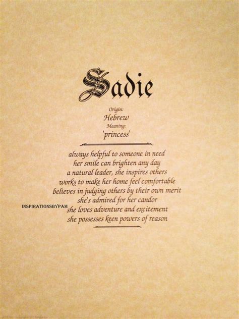 Sadie First Name Meaning Art Print Name Etsy Names With Meaning