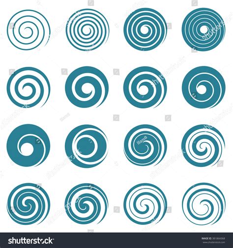 Conjunto De Espirales Azules Elementos Vectoriales Vector De Stock