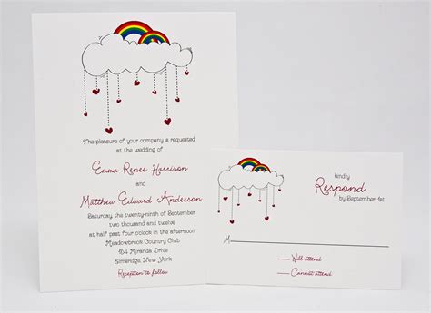 Sweet Rainbow Wedding Invitation By Whimsicalprints On Etsy