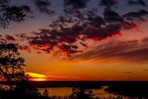 Wallpaper Trees Lake Sunset Clouds Sky Evening Hd Widescreen