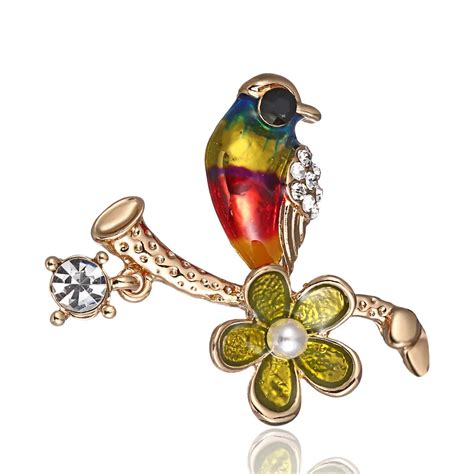 Rhinestone Colorful Bird Brooch Animal Brooches For Wedding Women