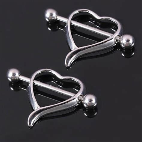 Fan Shop New Beautiful Nipple Ring Amazing Flower Surgical Steel Heart Nipple Shield Bar Ring