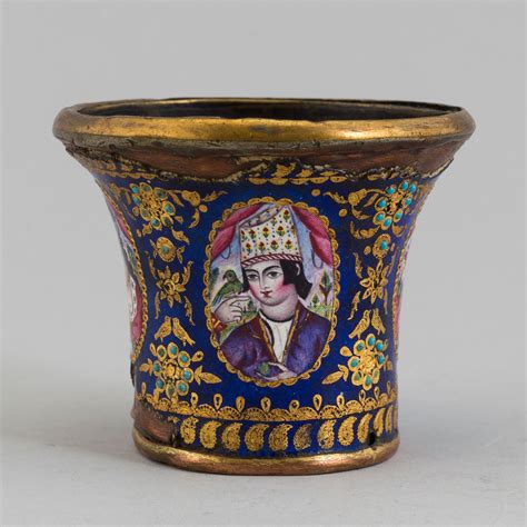 a qajar polychrome enamelled ghalian cup persia 19th century bukowskis