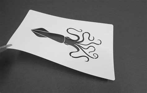 Squid Silhouette Stencil Etsy