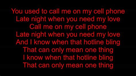 Hotline Bling Drake Lyrics Youtube