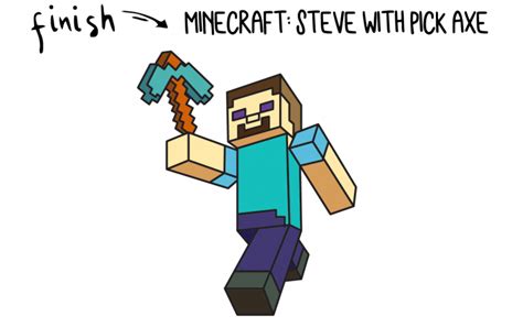 Drawing Minecrafts Steve With His Axe Step By Step For Kids