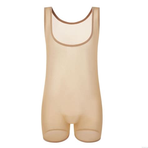 Sexy Mesh Sheer Athletic Supporters Jumpsuit Sport Singlet Leotard