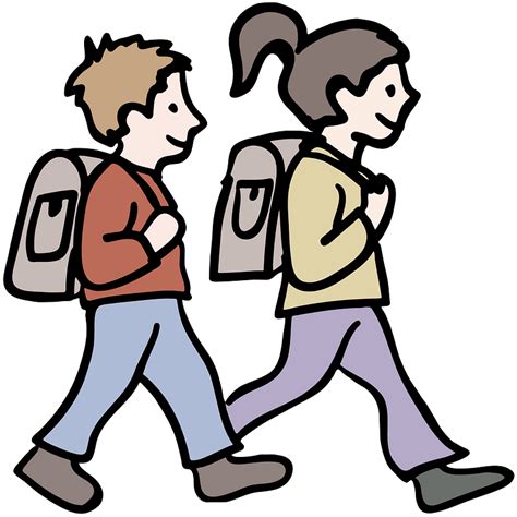 Girl Walking To School Clipart
